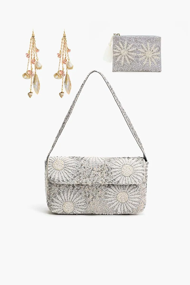 Ivory Petal Elegance Frostwork Shoulder Bag Set 3