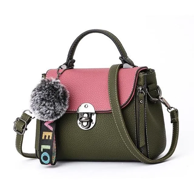 JOOZ Hit color women's handbags leather Ladies hand bags 2018 New women bag shoulder Bag bolsos Fur Toy Women Messenger Bags