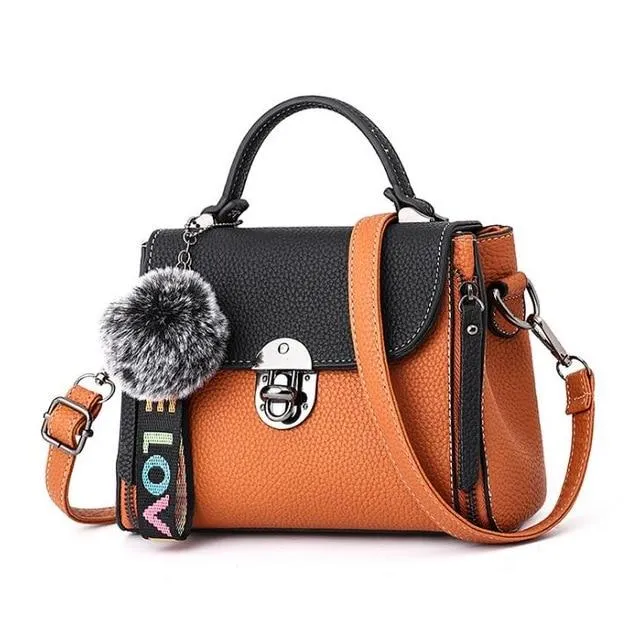 JOOZ Hit color women's handbags leather Ladies hand bags 2018 New women bag shoulder Bag bolsos Fur Toy Women Messenger Bags