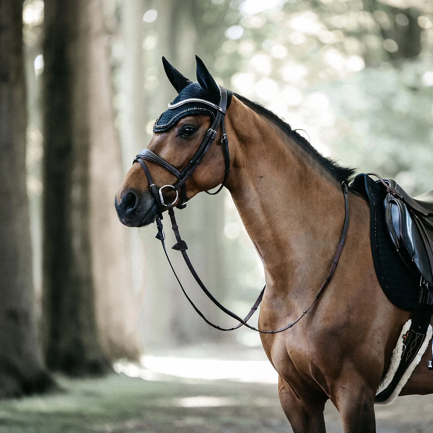 Kentucky Horsewear Wellington Stone and Pearl Fly Veil - Black