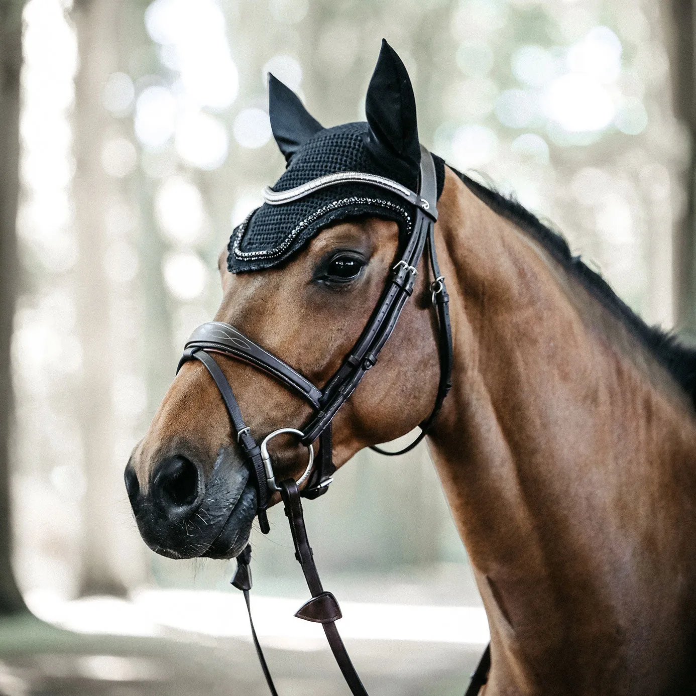 Kentucky Horsewear Wellington Stone and Pearl Fly Veil - Black