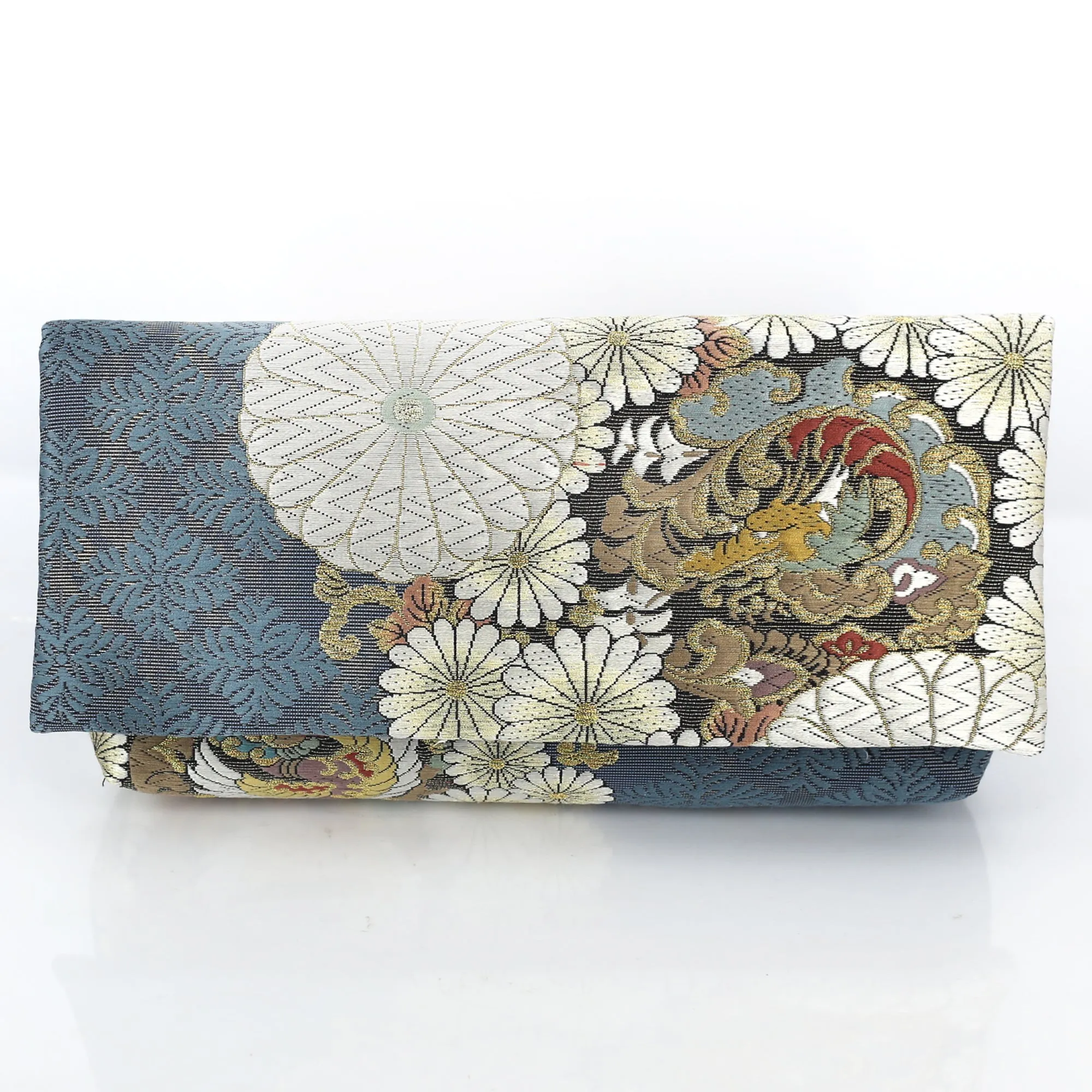 Kimono Envelope Clutch with Dragons & Chrysanthemum | Upcycled Japanese Obi Silk