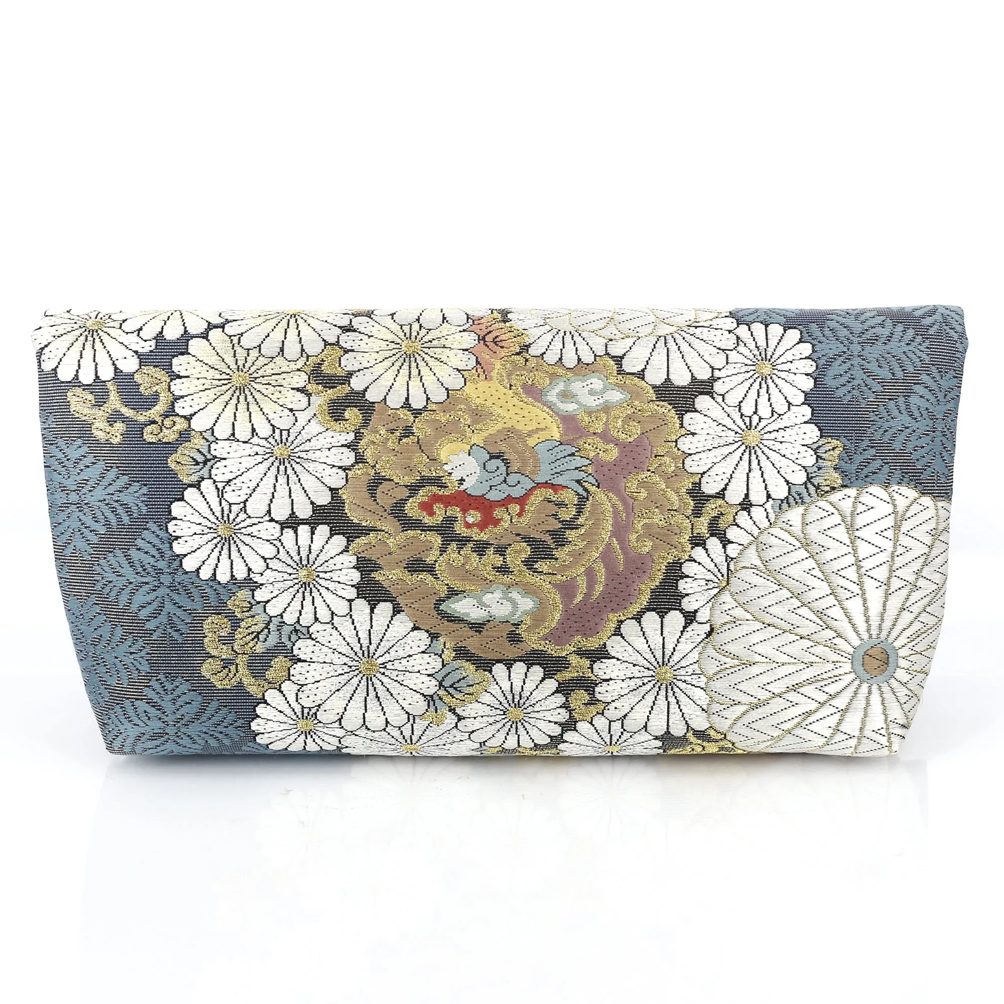 Kimono Envelope Clutch with Dragons & Chrysanthemum | Upcycled Japanese Obi Silk