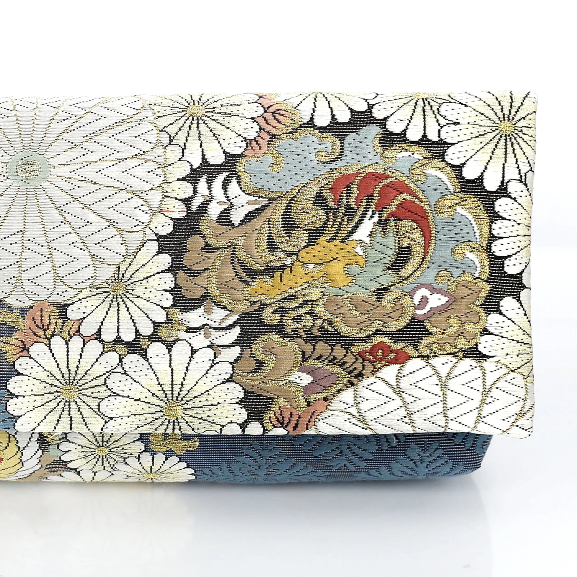 Kimono Envelope Clutch with Dragons & Chrysanthemum | Upcycled Japanese Obi Silk