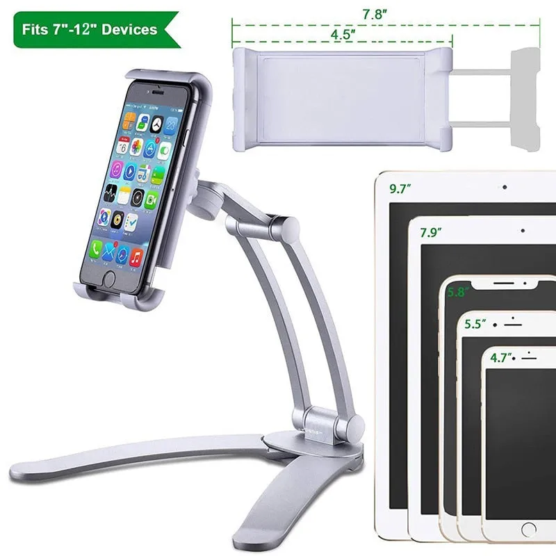 Kitchen Tablet Stand Wall Desk Tablet Mount Stand Fit For 5-10.5 inch Width Tablet  Metal Bracket Smartphones Holders