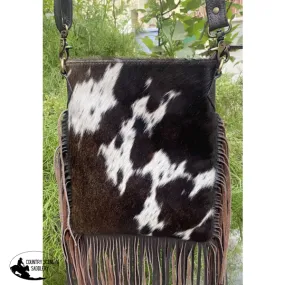 Klassy Cowgirl Leather Crossbody Bag with hair on cowhide