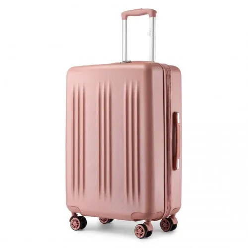 Kono 24 Inch Expandable Sleek Striped Check-In Suitcase with TSA Lock & Silent Spinner Wheels - Nude