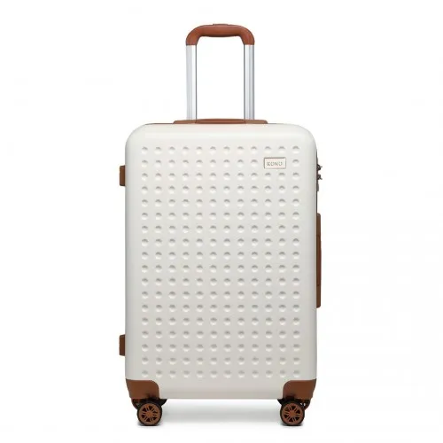 Kono 28 Inch Flexible Hard Shell ABS Suitcase with TSA Lock - Cream | Ultimate Durable, Spacious & Secure Travel Companion