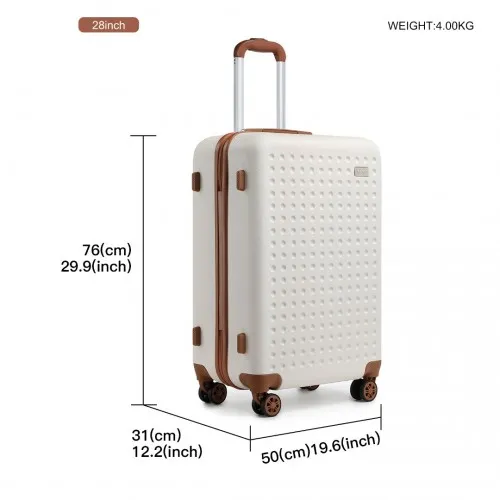 Kono 28 Inch Flexible Hard Shell ABS Suitcase with TSA Lock - Cream | Ultimate Durable, Spacious & Secure Travel Companion