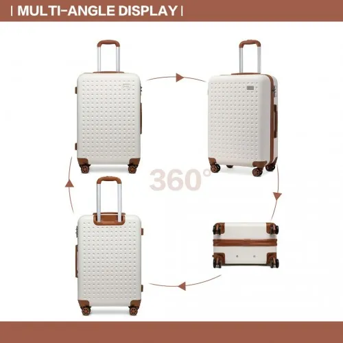 Kono 28 Inch Flexible Hard Shell ABS Suitcase with TSA Lock - Cream | Ultimate Durable, Spacious & Secure Travel Companion