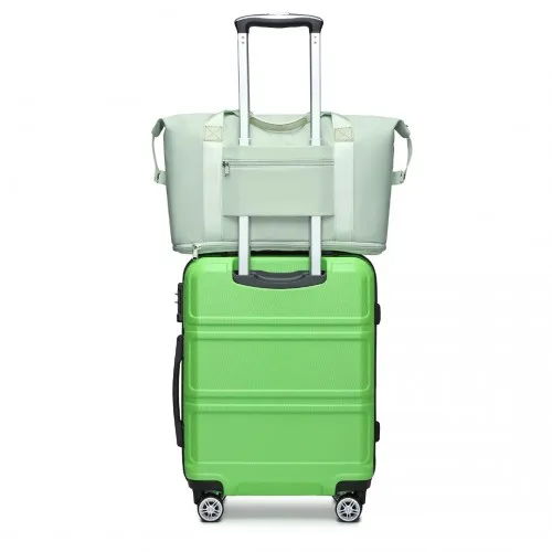 Kono ABS 20/24/28 Inch Sculpted Horizontal Design 2 Piece Suitcase Set with Cabin Bag - Apple Green | Stylish & Durable Travel Luggage