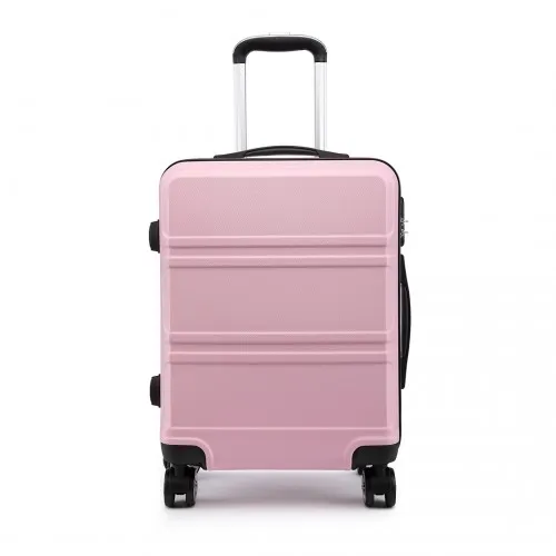 Kono ABS 3 Piece Sculpted Horizontal Suitcase Set - Pink | Durable & Stylish Luggage