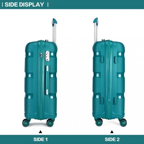 Kono Bright Hard Shell PP Suitcase Set - 3 Pieces - Blue/Green - Classic Collection