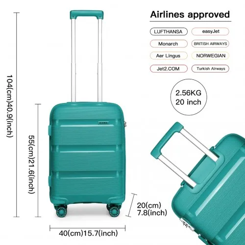 Kono Bright Hard Shell PP Suitcase Set - 3 Pieces - Blue/Green - Classic Collection