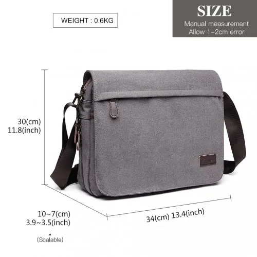 Kono Classic Expanding Messenger Bag - Grey | Versatile & Stylish Laptop Bag