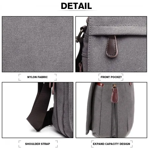 Kono Classic Expanding Messenger Bag - Grey | Versatile & Stylish Laptop Bag