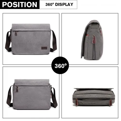 Kono Classic Expanding Messenger Bag - Grey | Versatile & Stylish Laptop Bag