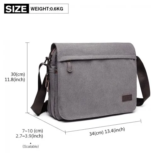 Kono Classic Expanding Messenger Bag - Grey | Versatile & Stylish Laptop Bag