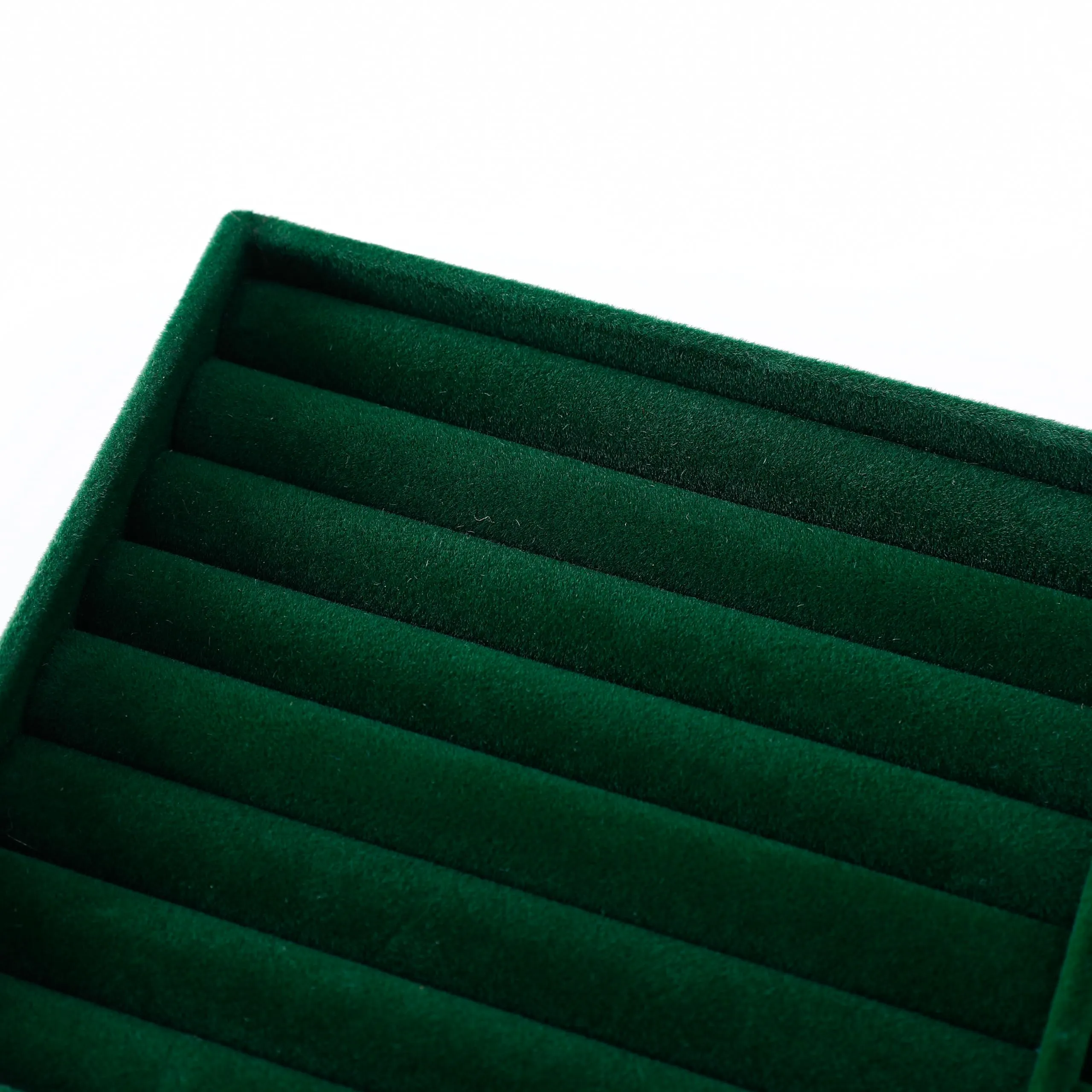 Kuber Industries 16 Pieces Velvet Jewelry Trays Organizer | Jewelry Storage Box | Jewelry Organizer | Showcase Holder Dresser Organizer for Earring Necklace Ring | Pack of 4 | YBL4-05 | Dark Green