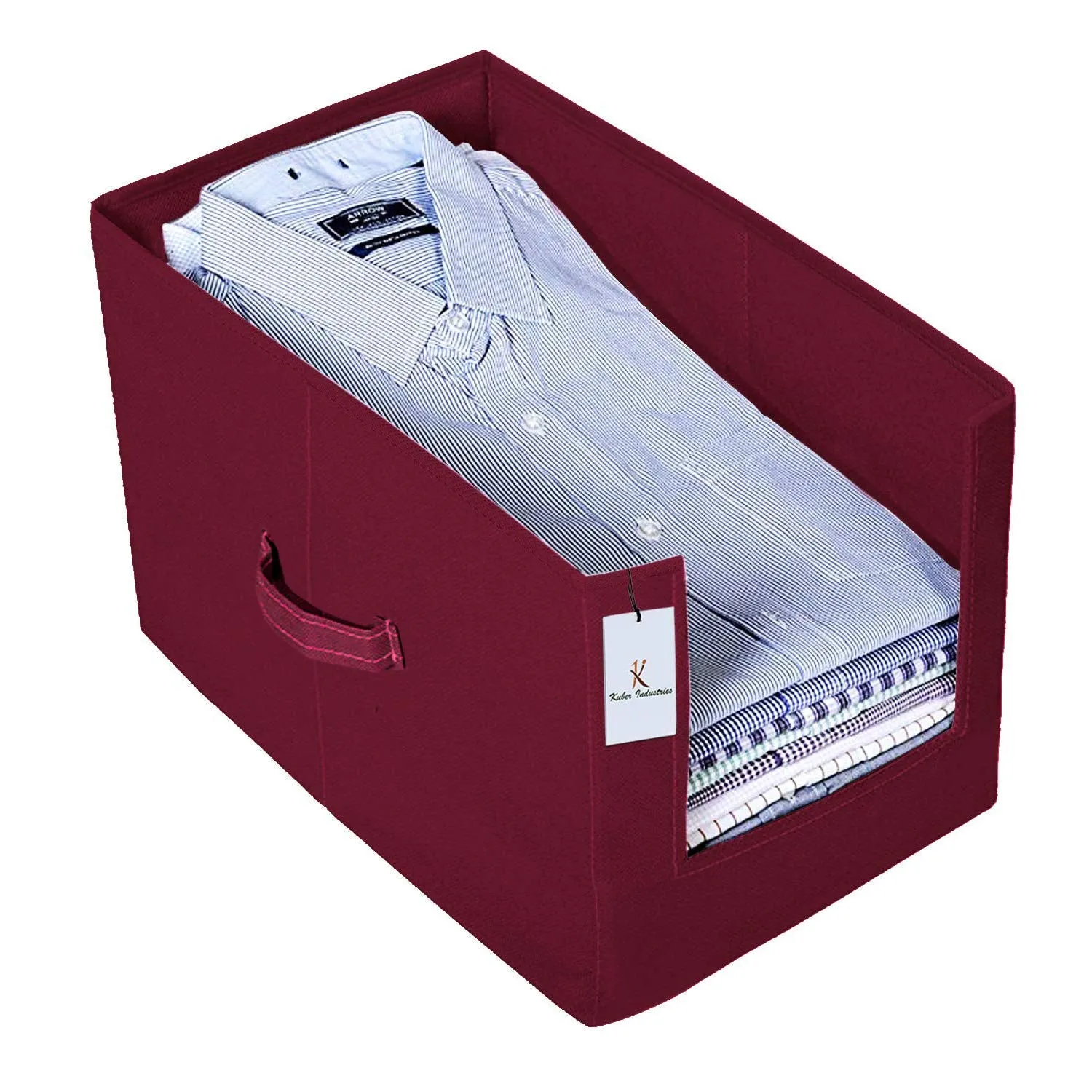 Kuber Industries 2 Pieces Non Woven Shirt Stacker/Shirt Organizer Wardrobe Organizer (Maroon)-KUBMART2874