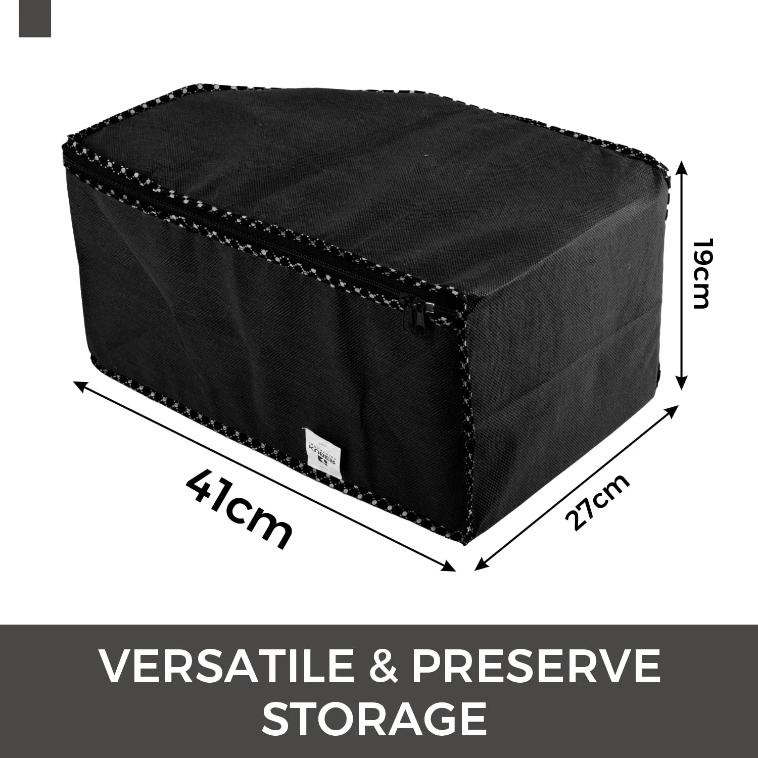 Kuber Industries Blouse Cover | Clothes Storage Bag | Zipper Wardrobe Organizers | Non-Woven Clothes Organiser | Side Transparent Blouse Organizer | Dot Border | Pack of 3 | Black