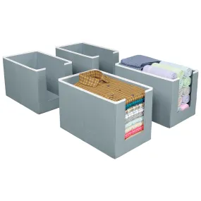 Kuber Industries Non-Woven Shirt Stacker/Clothes Organizer|Solid Color & Foldable Non Woven Material|Closet & Wardrobe Organizer|Size 40 x 20 x 25 Cm, Pack of 4 (Grey)