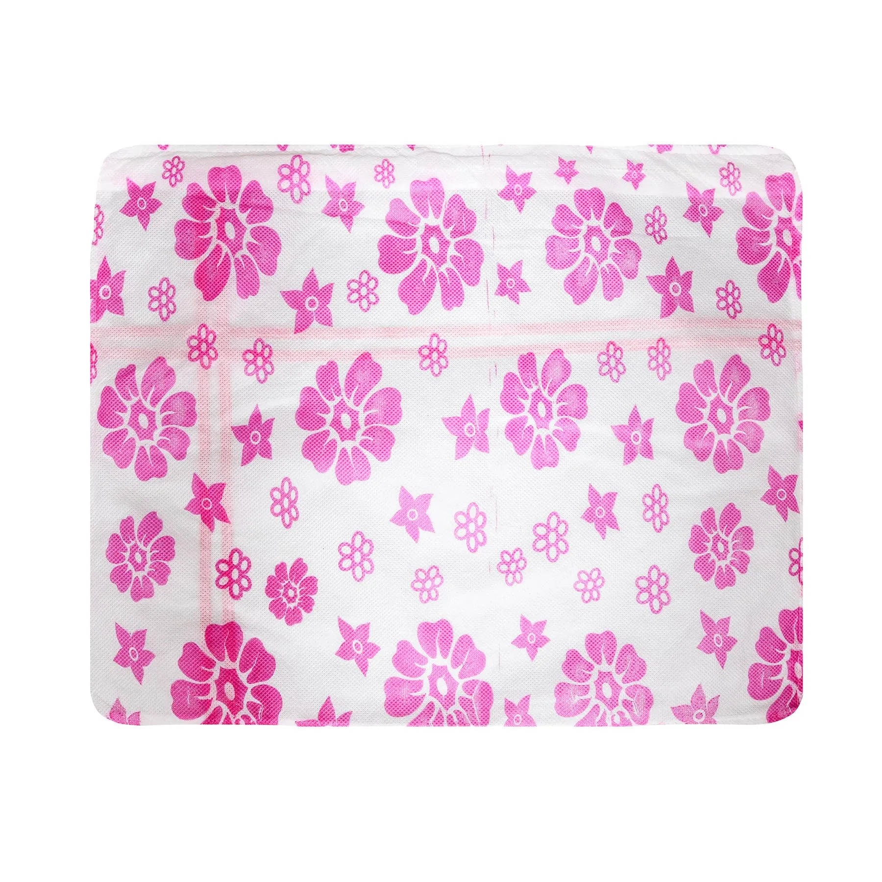 Kuber Industries Saree Cover | Clothes Storage Bag | Single Packing Saree with Zip Closure | Wardrobe Organizer | Cloth Stoarge Organizer | Bow Pink Flower-Design | Pack of 12 | White