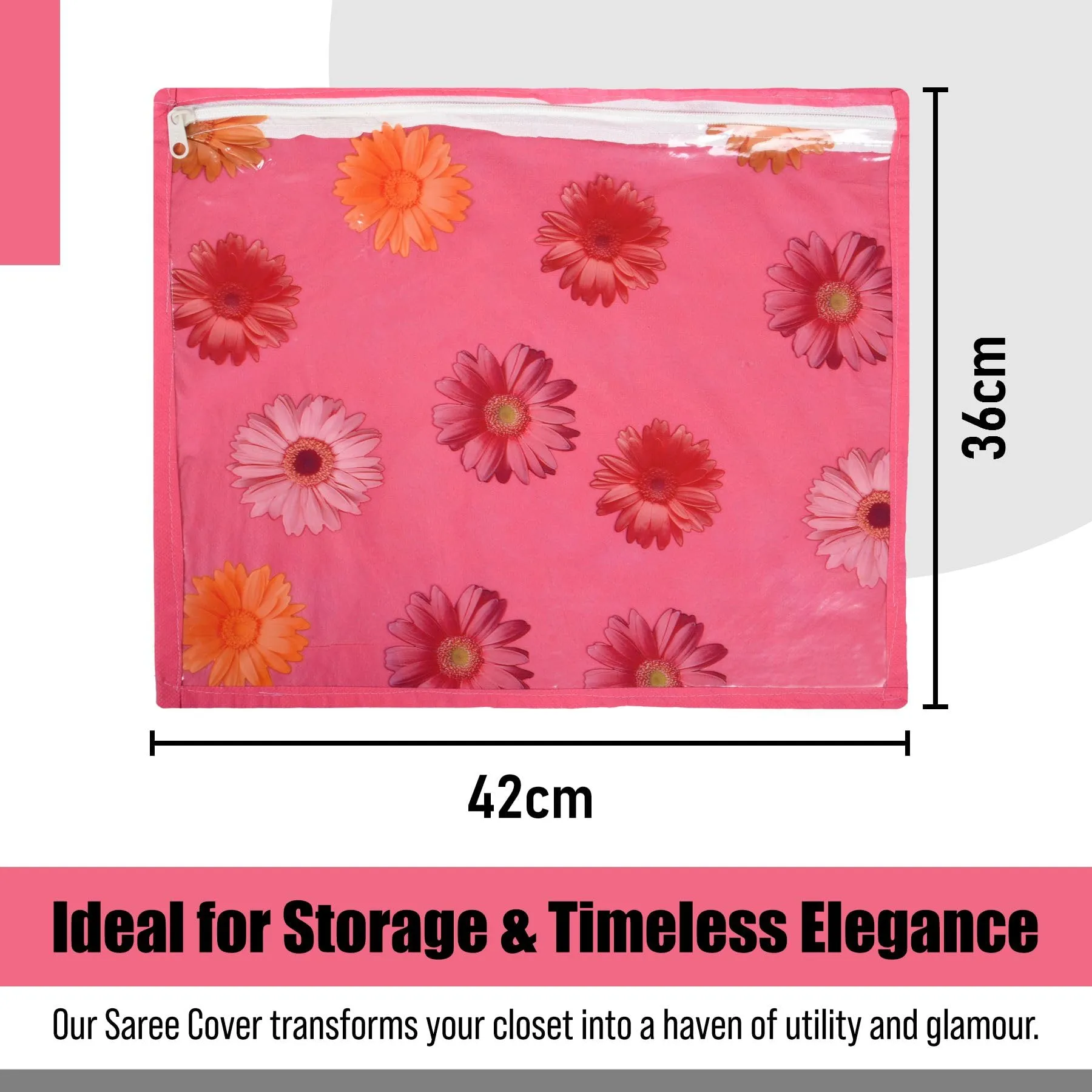 Kuber Industries Saree Cover | Clothes Storage Bag | Single Packing Saree with Zip Closure | Wardrobe Organizer | Cloth Stoarge Organizer | Flower Design | Pack of 24 | Assorted