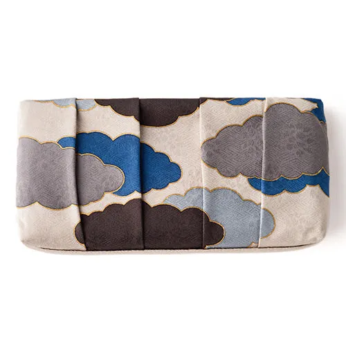 Kyo-Yuzen Clutch Bag - Navy Beige, Made in Kyoto, Japan