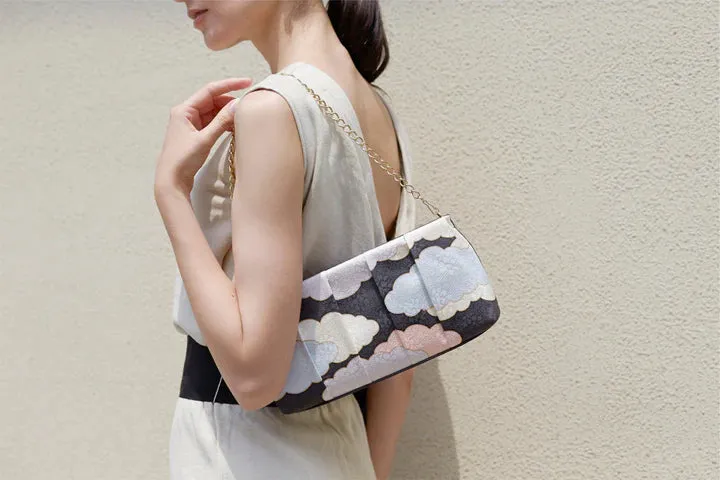 Kyo-Yuzen Clutch Bag - Navy Beige, Made in Kyoto, Japan