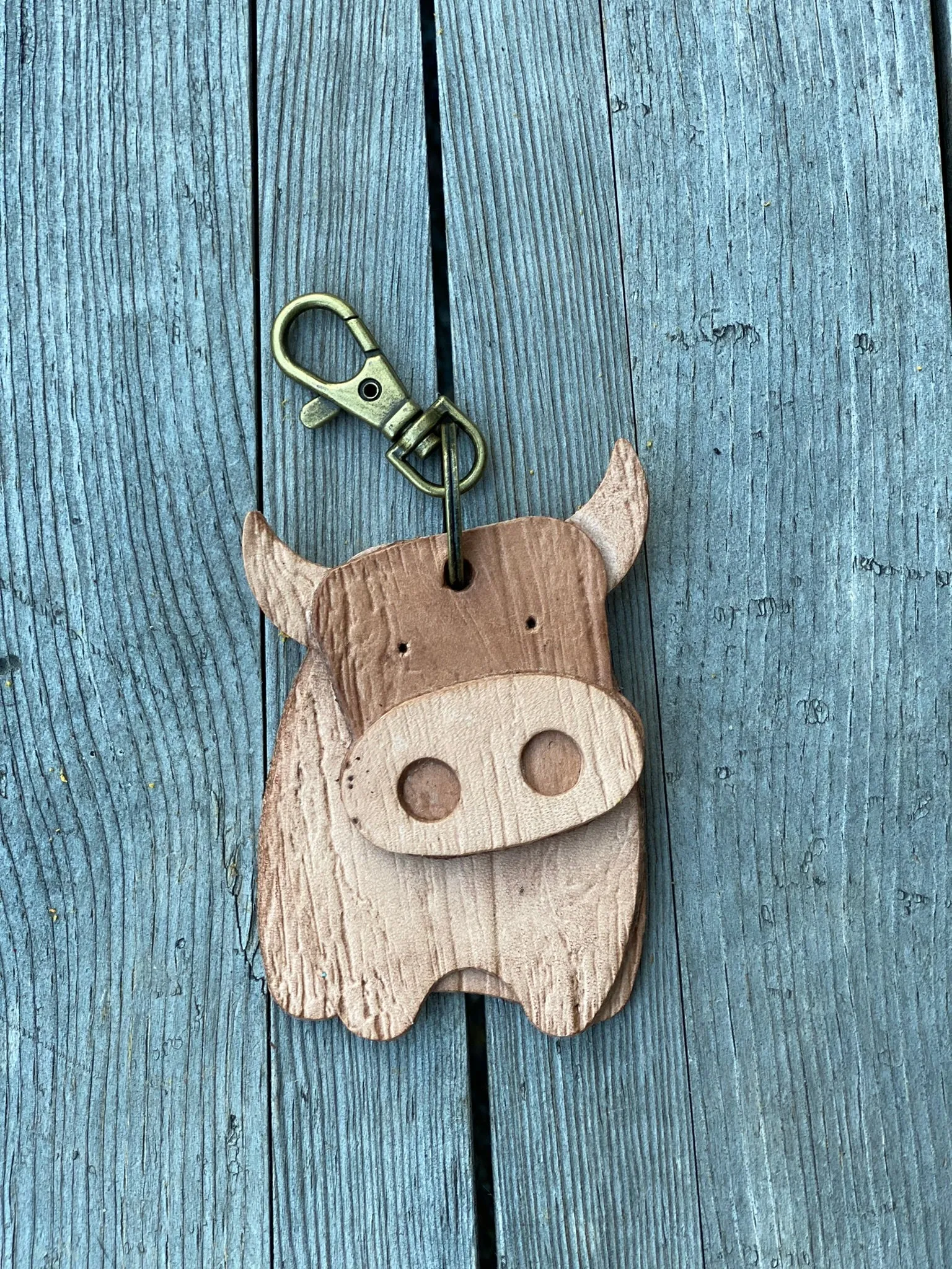 Leather Cow Keyring Purse Charm, Bag Clip on Cow Fob, Cute Cow Lovers Accessory