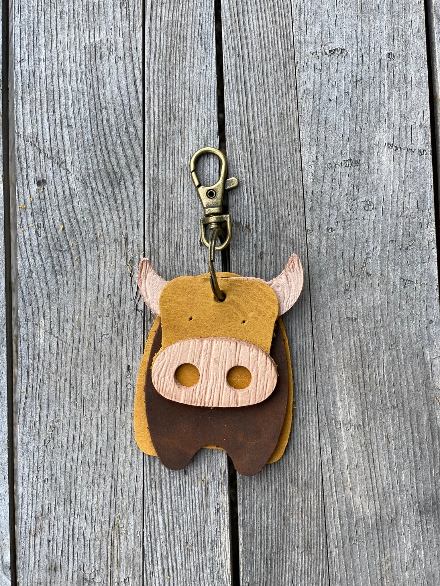 Leather Cow Keyring Purse Charm, Bag Clip on Cow Fob, Cute Cow Lovers Accessory