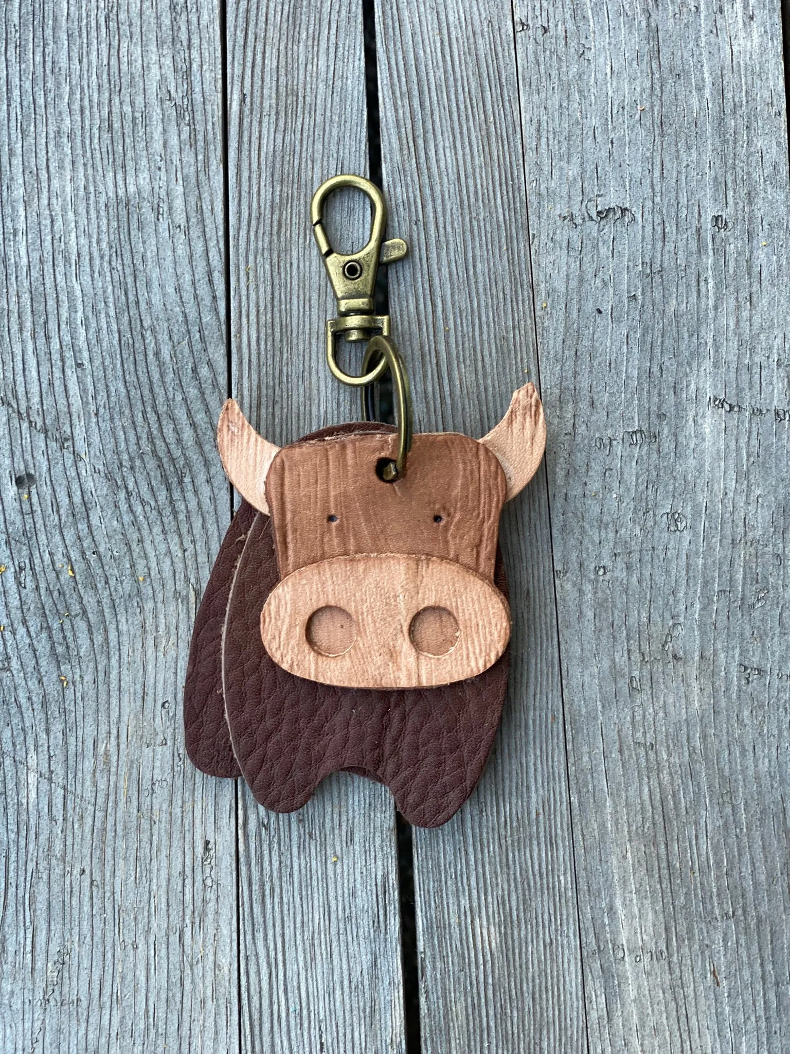 Leather Cow Keyring Purse Charm, Bag Clip on Cow Fob, Cute Cow Lovers Accessory