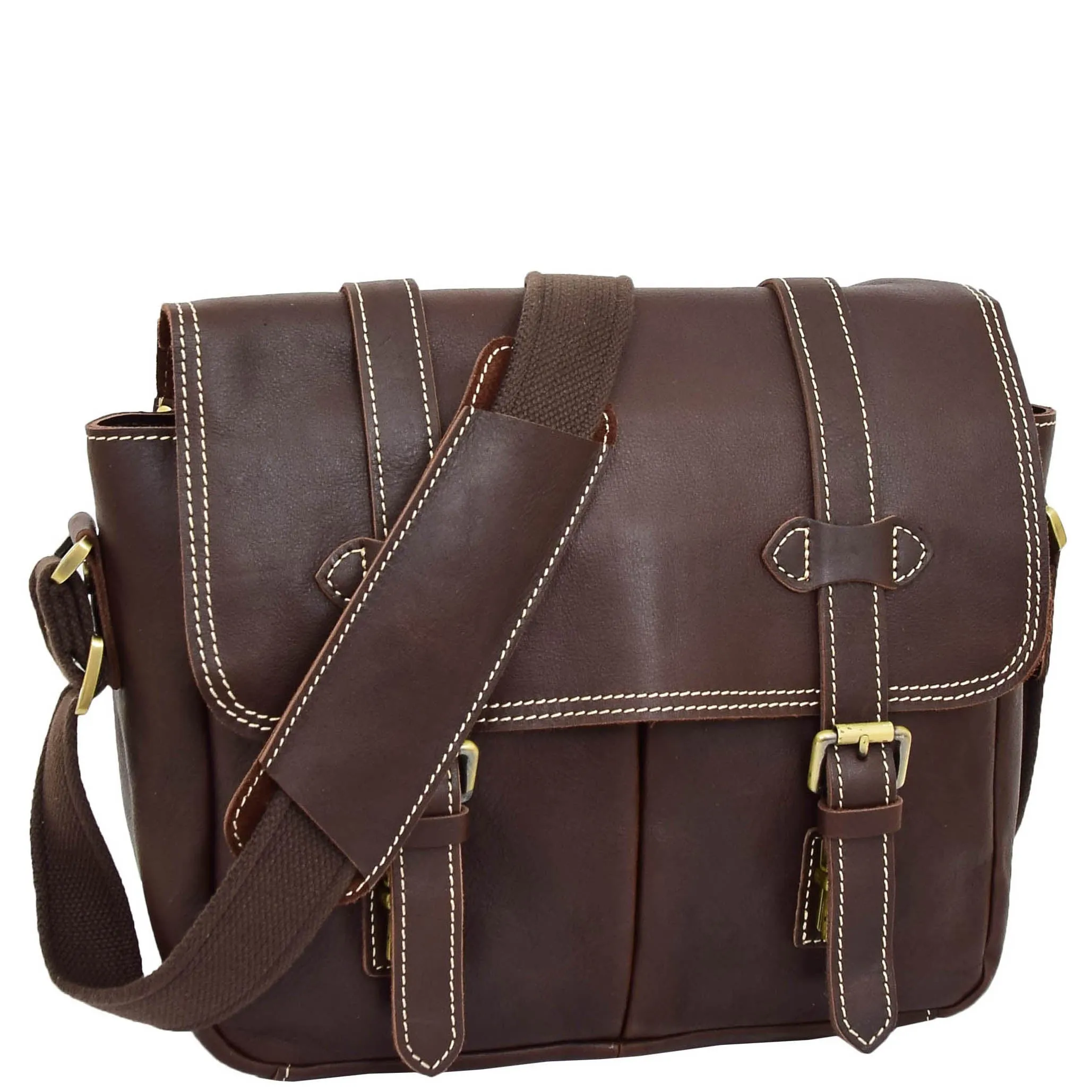 Leather Cross Body Multi Use Camera Organiser Shoulder Bag H8101 Brown