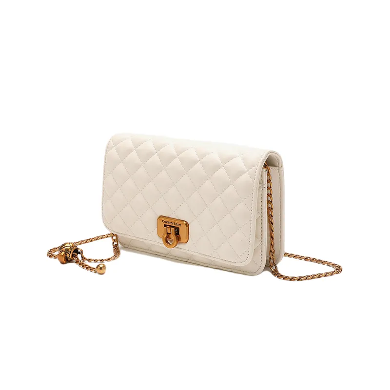 Leather Diamond Chain Shoulder Crossbody Bag