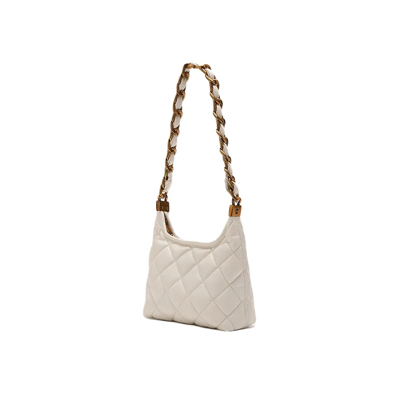 Leather Diamond Chain Shoulder Crossbody Bag