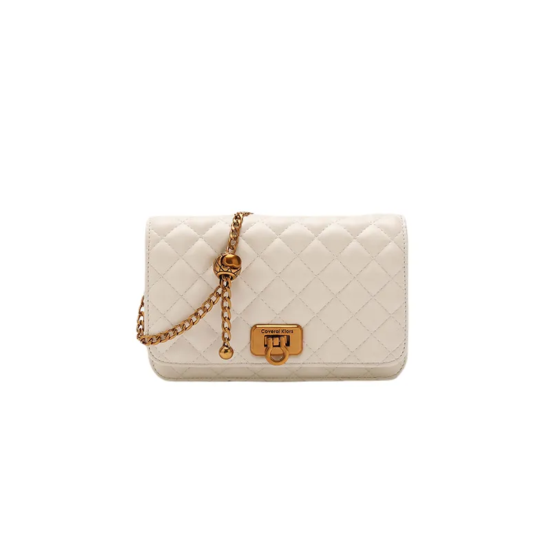 Leather Diamond Chain Shoulder Crossbody Bag