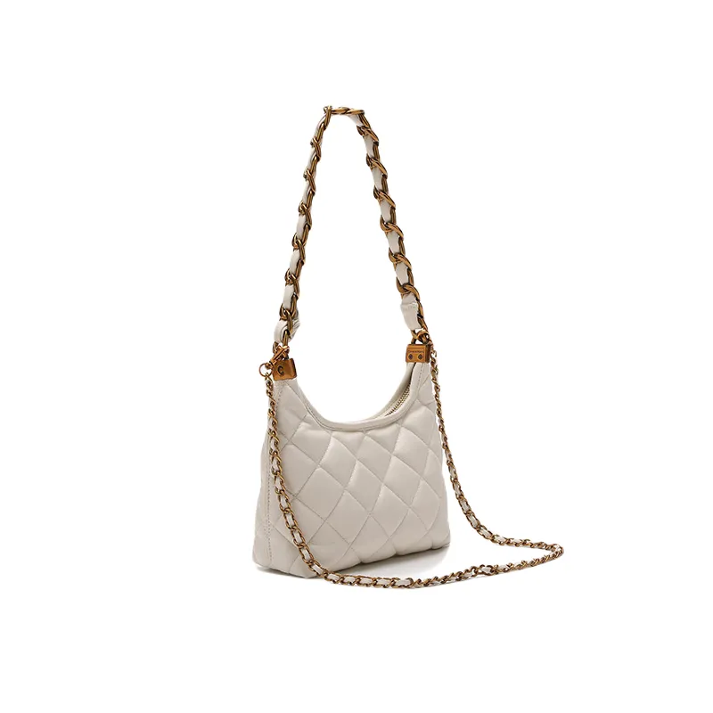 Leather Diamond Chain Shoulder Crossbody Bag