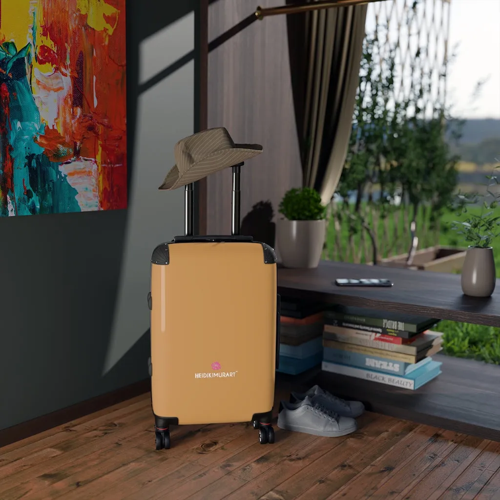 Light Brown Cabin Suitcase, Carry On Luggage With 2 Inner Pockets & Built in TSA-approved Lock With 360° Swivel