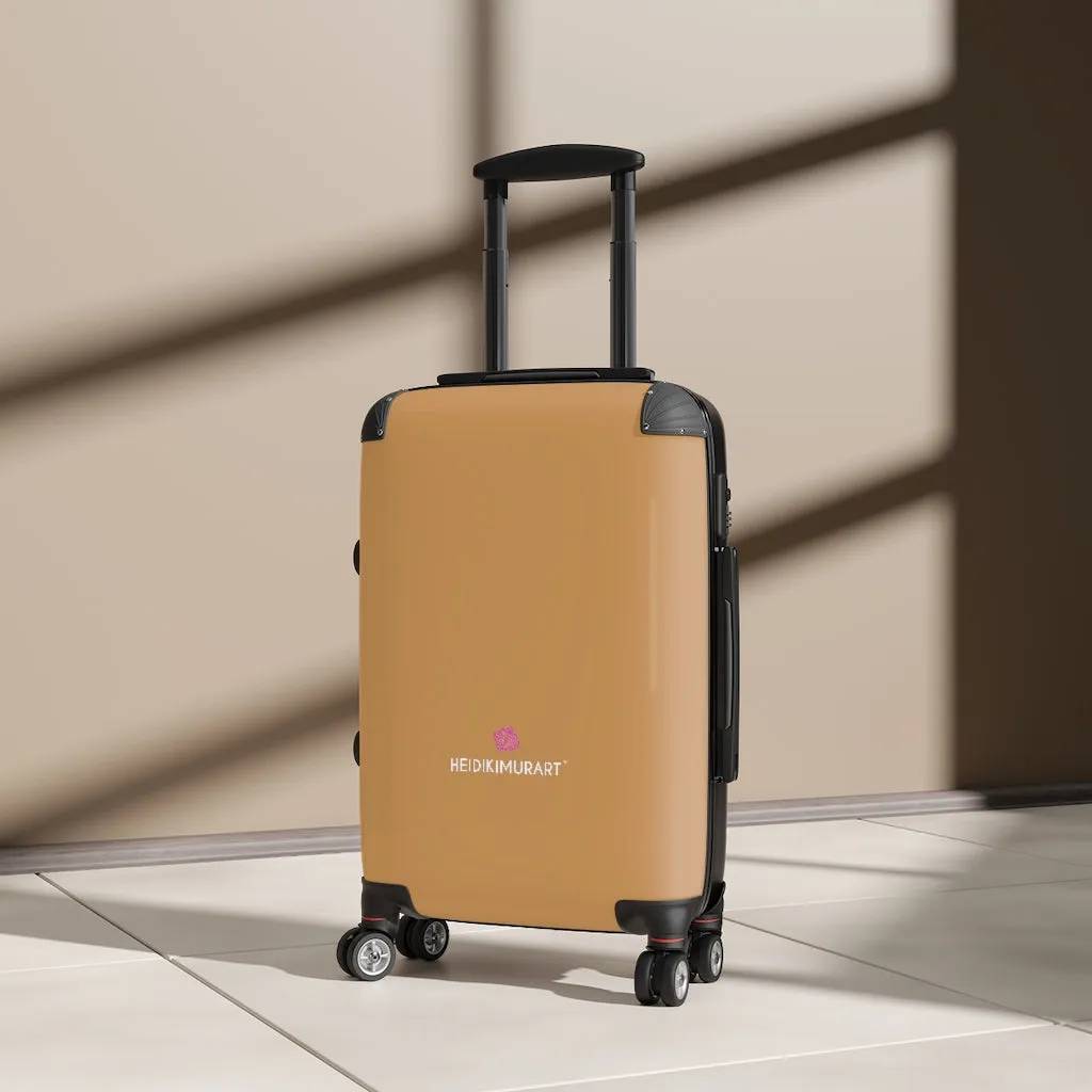 Light Brown Cabin Suitcase, Carry On Luggage With 2 Inner Pockets & Built in TSA-approved Lock With 360° Swivel