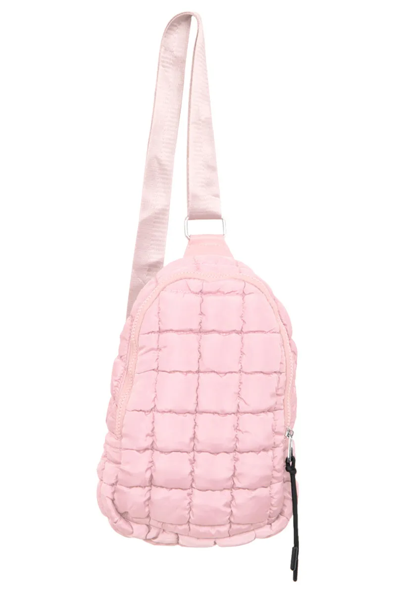 Light Pink Wholesale Quilted Sling Crossbody Bag