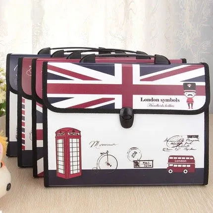 London Themed Professional File Folders for Certificates, Documents Bag Document Holder