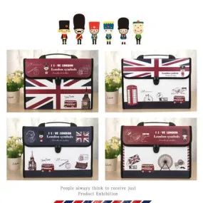 London Themed Professional File Folders for Certificates, Documents Bag Document Holder