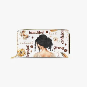 Long Type Zipper Purse - Affirmations - Black Hair