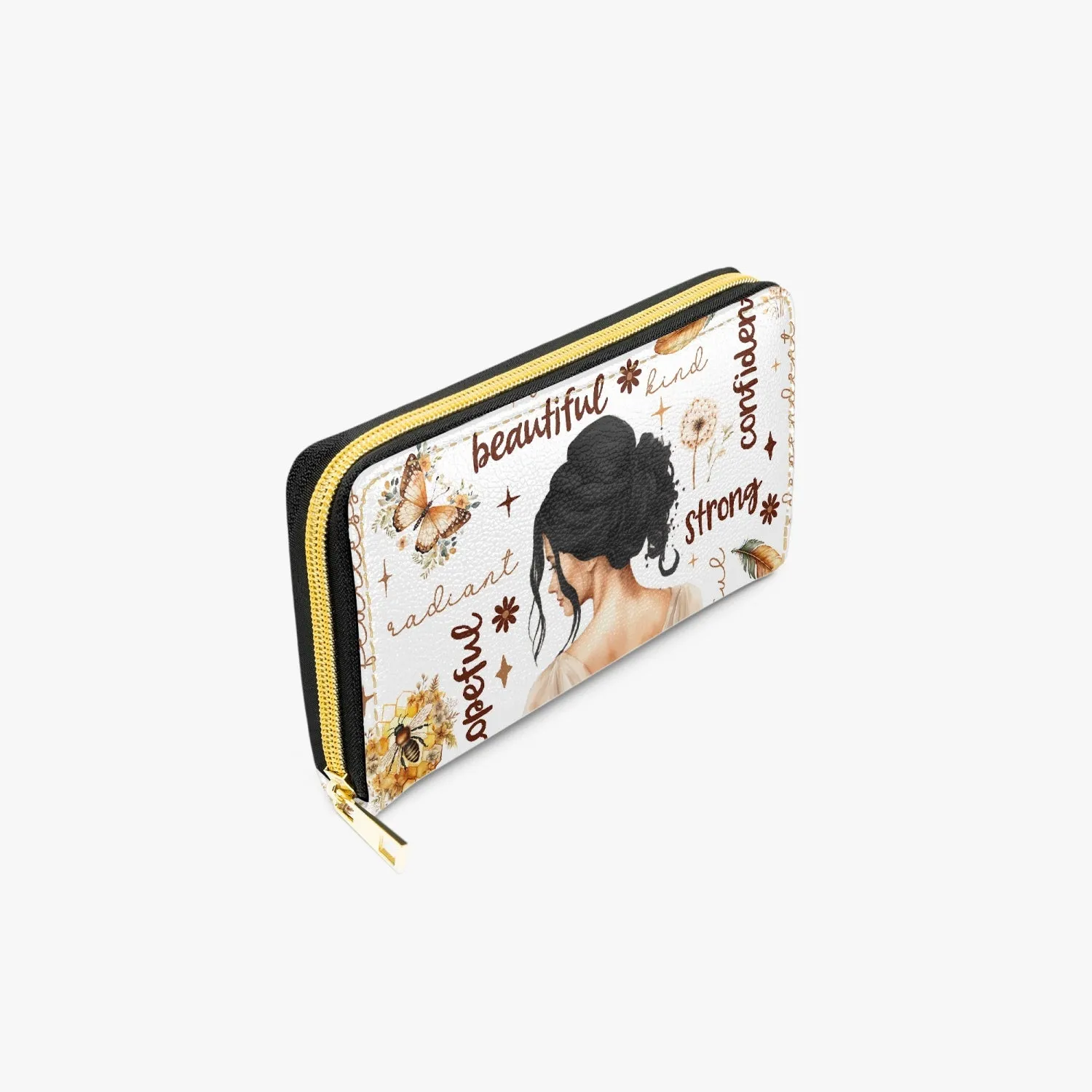 Long Type Zipper Purse - Affirmations - Black Hair