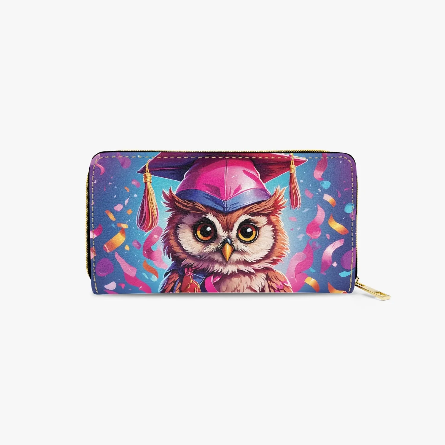 Long Type Zipper Purse - Graduation, Owl