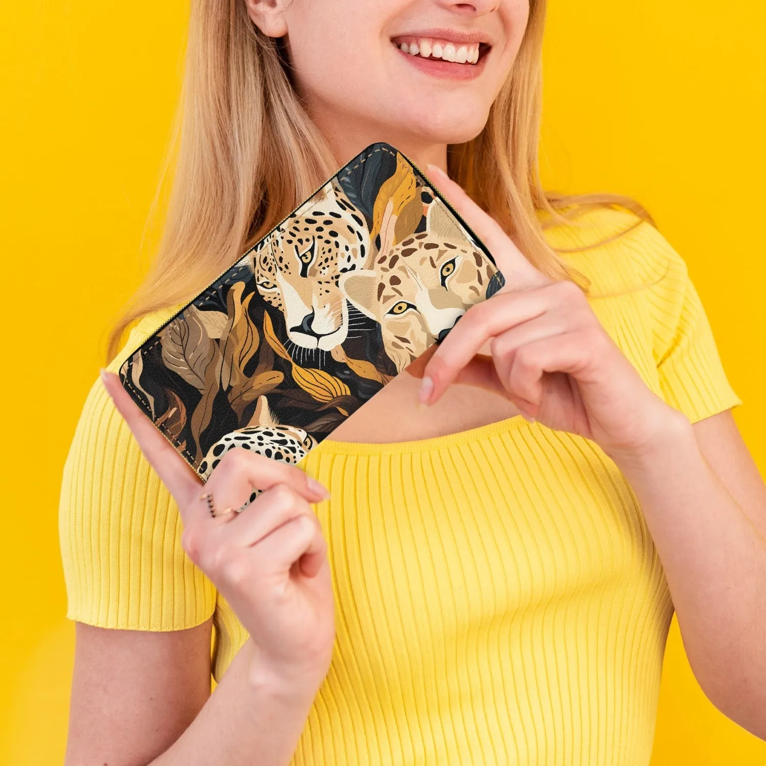 Long Type Zipper Purse - Leopards