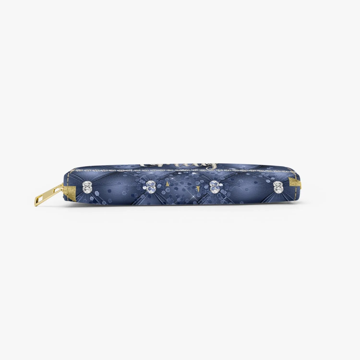 Long Type Zipper Purse - Navy Blue Floral - Emily