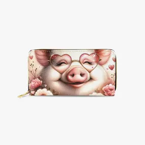 Long Type Zipper Purse, Pig, awd-627