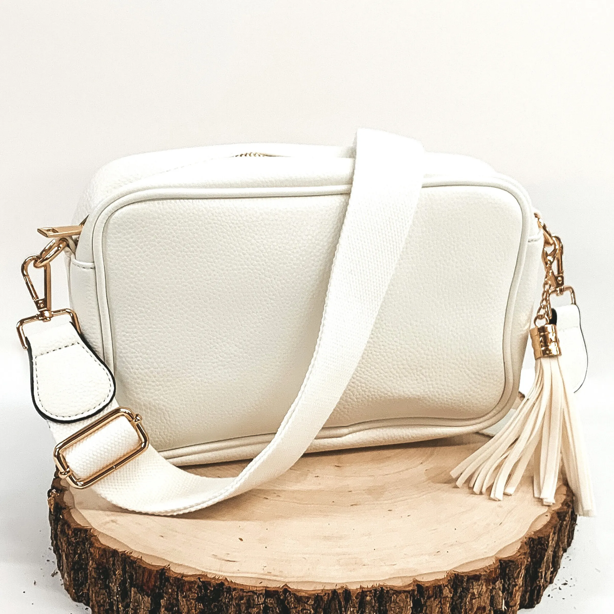 Lovin' Life Small Rectangle Crossbody Purse in White